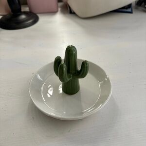 Glass cactus jewelry holder